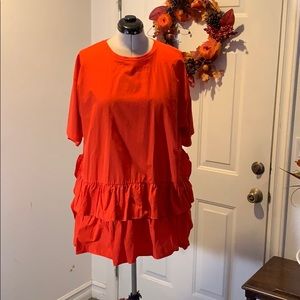 NWT! Red Zara ruffled T-shirt dress. Size medium.